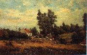 Theodore Fourmois Landscape with farms France oil painting artist